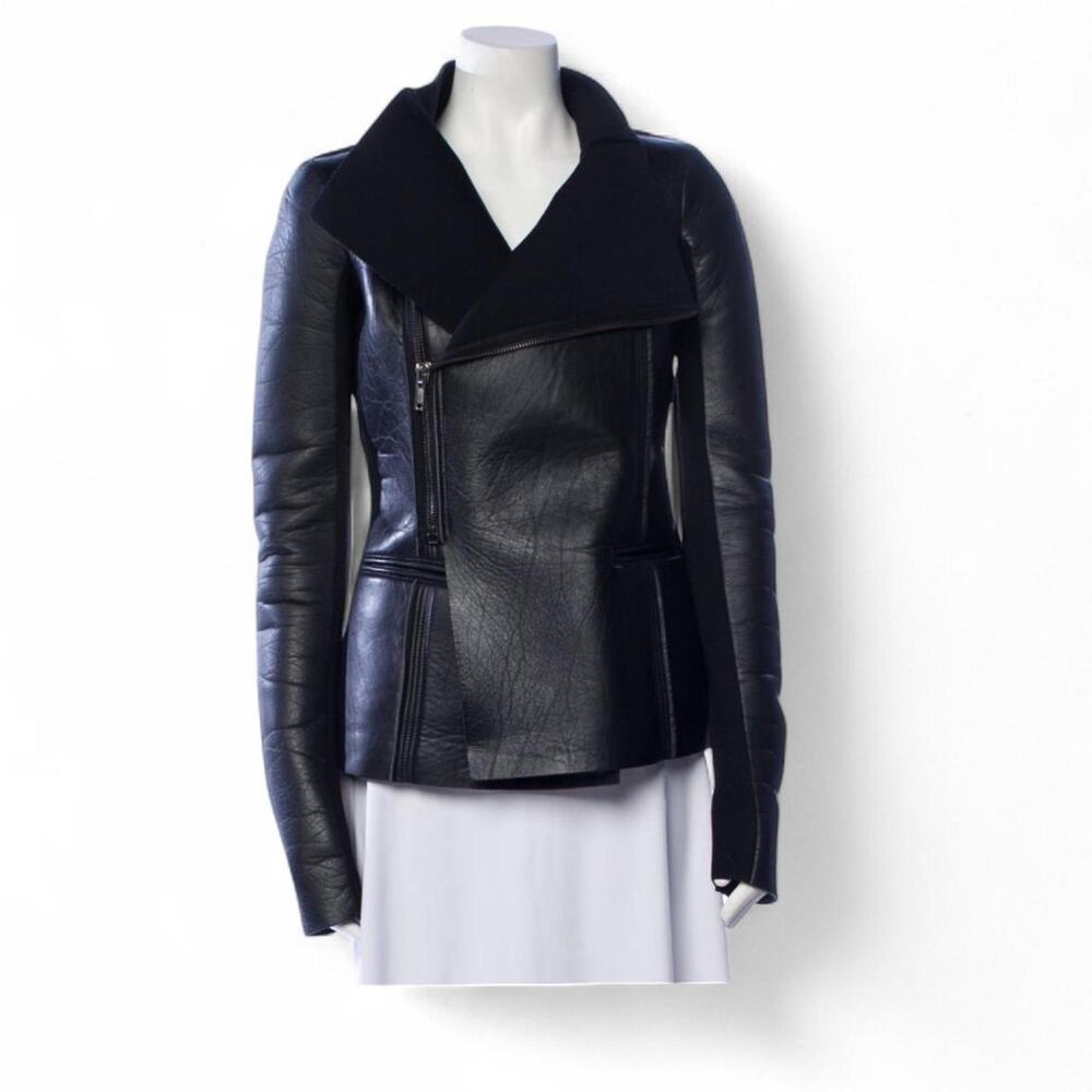 Rick Owens lilies black leather moto jacket